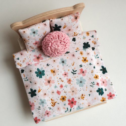 Blanket for double bed - blue pink floral