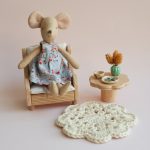 Dress for dolls - blue with pink flowers