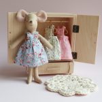 Dress for dolls - blue with pink flowers