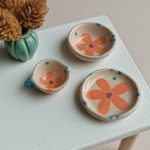 Floral ceramic pot set